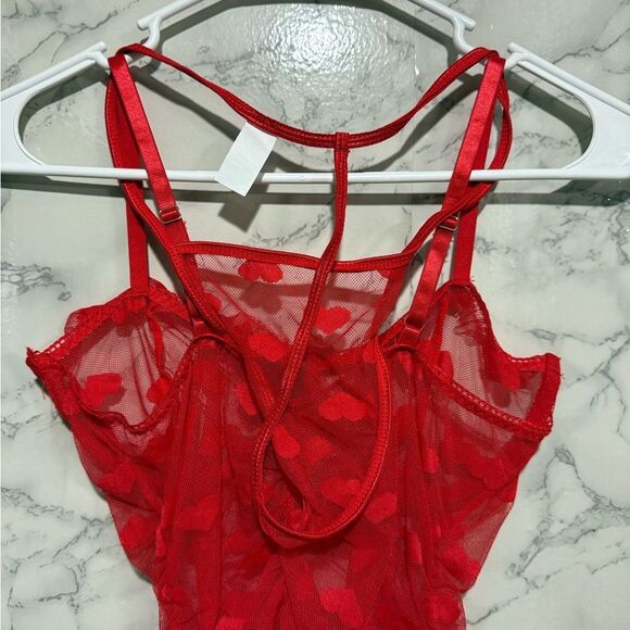 Red Lace Women Intimates Sexy Set Lingerie - Picture 4 of 5